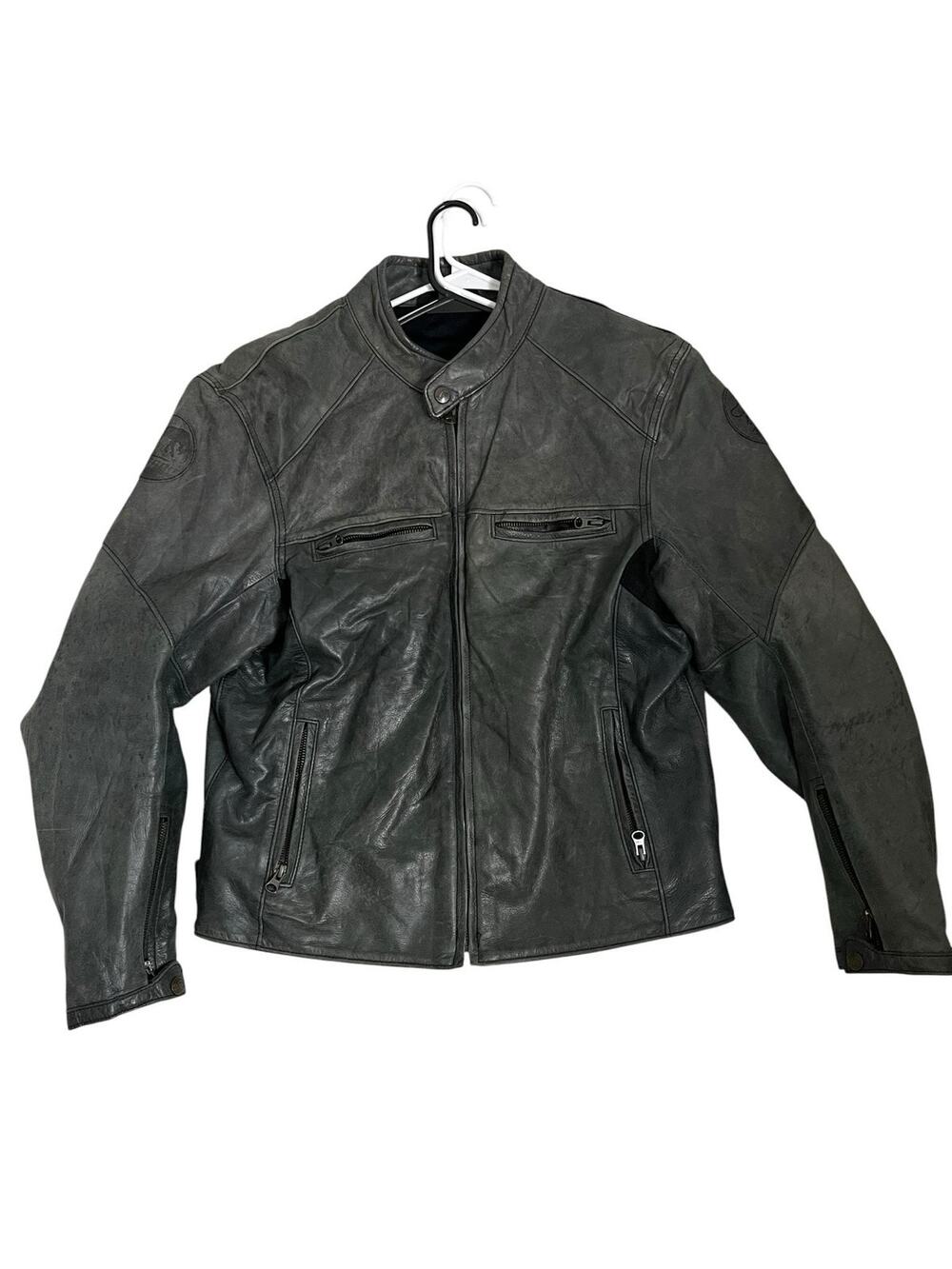 Furygan Leather Motorcycle Jacket Mens XL Gray Biker Panther Logo Riding Gear